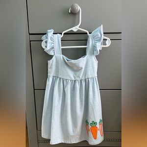 Stitchy Fish Carrot Cutie Appliqué Dress, Blue, 24 Months